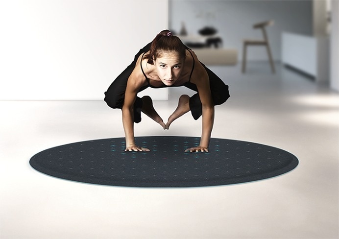 Transform home fitness with an interactive LED exercise mat that doubles as a stylish living room rug! #modern #lifestyle #exercise #design #home #map #product #industrial #led #style