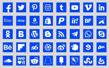 Square transparent background basic social icons blue colour preview