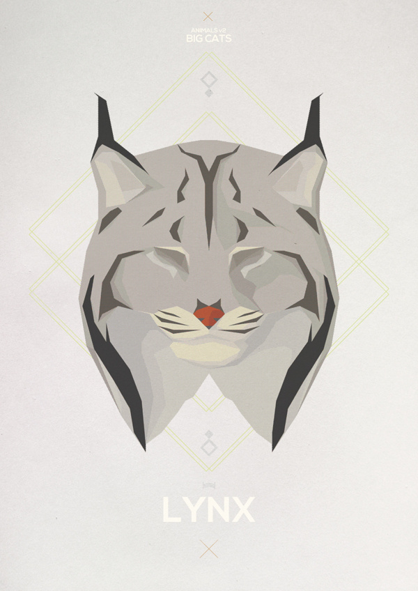 Big Cats - Hadrien Degay Delpeuch #vector #cat #paper #illustration #minimal #lynx #animal #bobcat #8bit