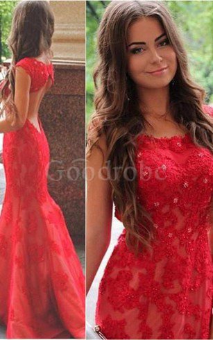 Robe de soirée charmeuse simple au niveau de cou de sirène decoration en fleur