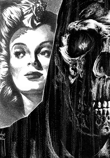 Virgil Finlay - 105 #skeleton #woman #illustration #demon #skull #death