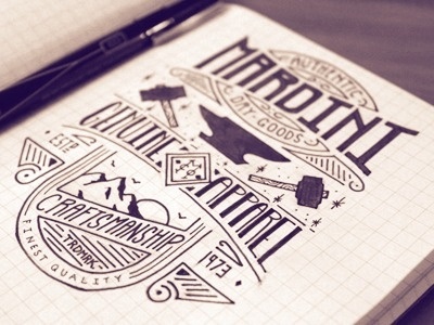Dribbble - Mardini - Authentic Dry Goods by Jason Carne #lettering #design #shirt #vintage #type #sketch
