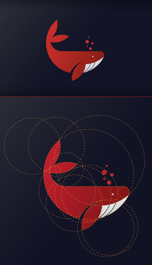 Whale Logo Design with Golden Ratio