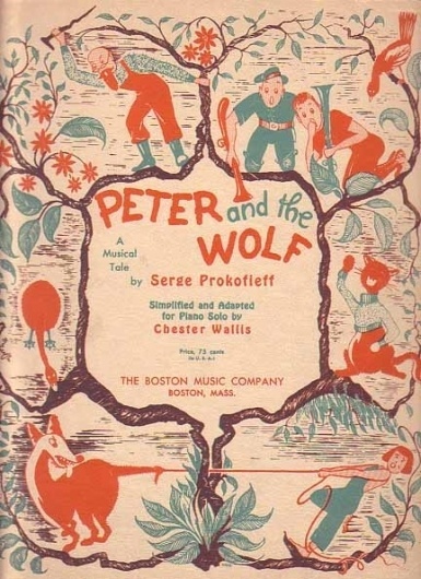 Bamboo Trading: Peter and the Wolf 1946 Sheet Music Book, Vintage Sheet Music #illustration #books #vintage