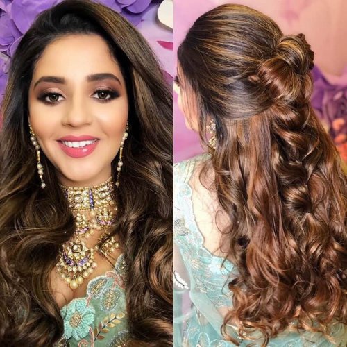 Ribbon Back Wavy Bridal Hairstyle