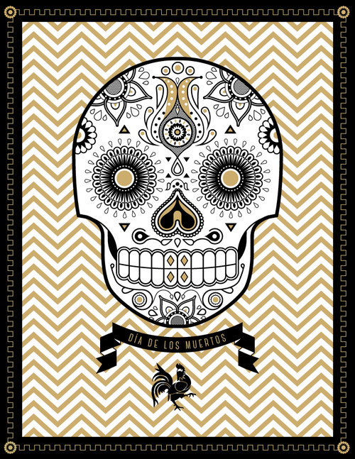 day of the dead skull v2.jpg #rooster #of #black #flowers #the #ribbon #delicate #gold #poster #day #dead #skull #decoration
