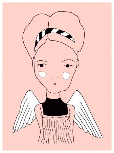 Augustine by Amanda #line #girl #illustration #portrait #cute #wings