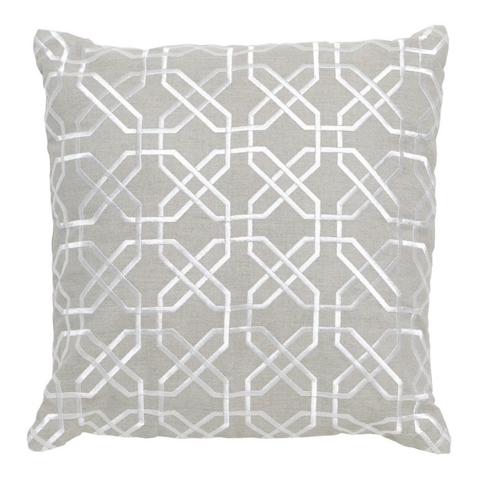 Imogen Silver Hexagon Stitch Linen Square Cushion, 50 cm