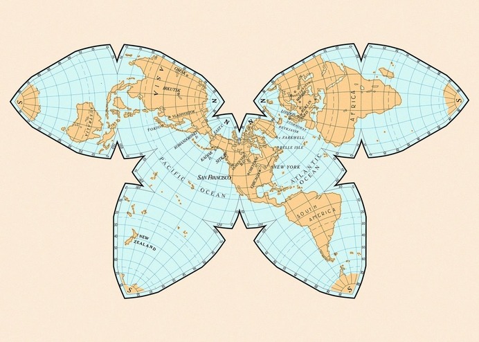 "Butterfly World Map" Poster Print on metal by Sam Kal