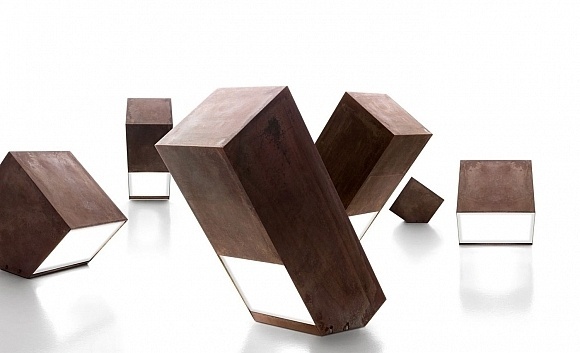 inbox outbox lighting by Italian designer Christian Piccolo #steel #corten #outdoor #lighting #minimalist