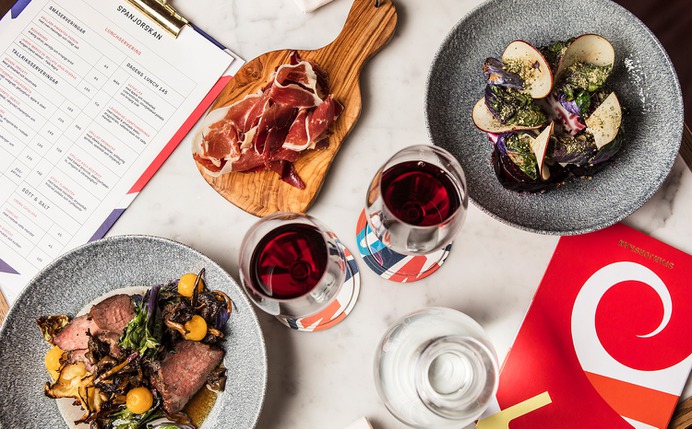 Logotype, menus, signage and website by Lobby Design for Spanjorskan, a Spanish restaurant in Stockholm