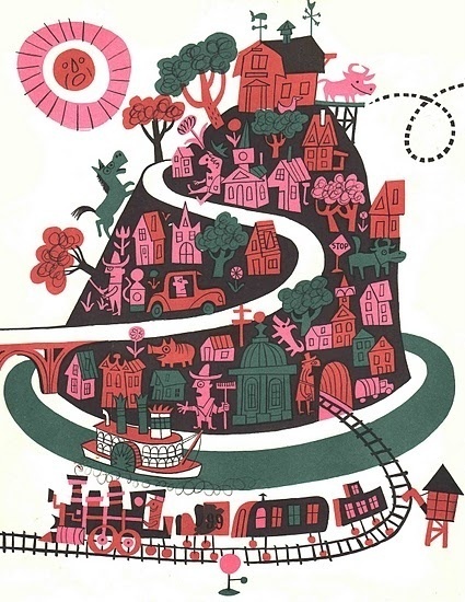 The Day the Cow Sneezed James Flora ~ Harcourt, 1957 #illustration