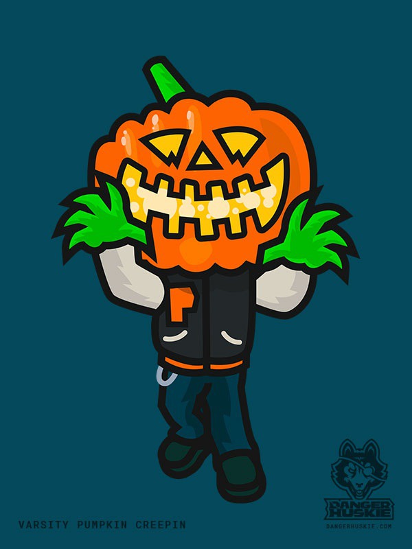 The Varsity Pumpkin is coming to get ya! #vector #illustration #halloween #pumpkin #varsity #october #jackolantern