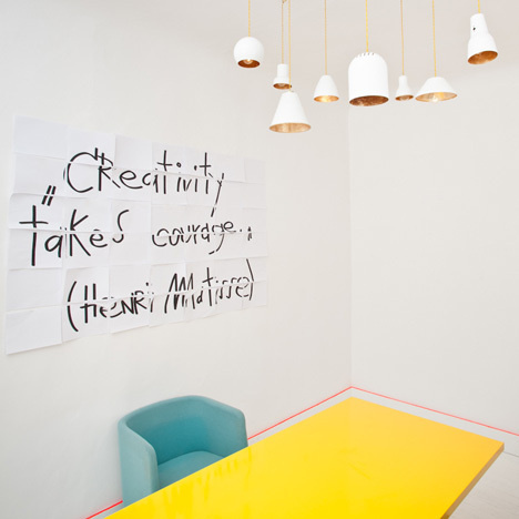 Annvil Office, Alberta Street, by Anna Butele #courage #creativity #yellow #orange #living #blue #room