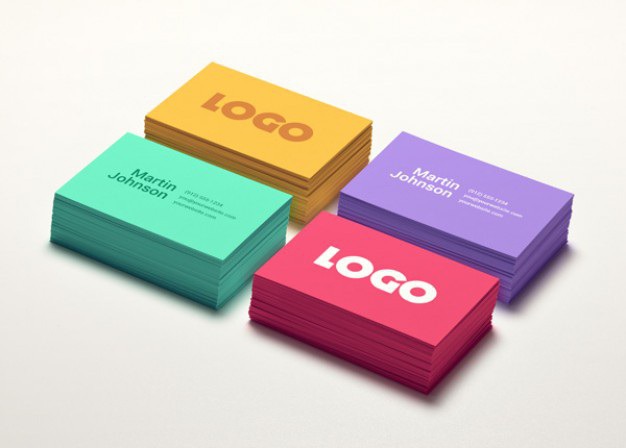 Business card mockups in four colors Free Psd. See more inspiration related to Logo, Business card, Mockup, Business, Card, Colorful, Colors, Cards, Psd, Business logo, Mockups, Horizontal and Four on Freepik.