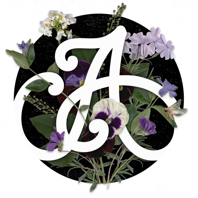 A Monogram with Photographed Flowers