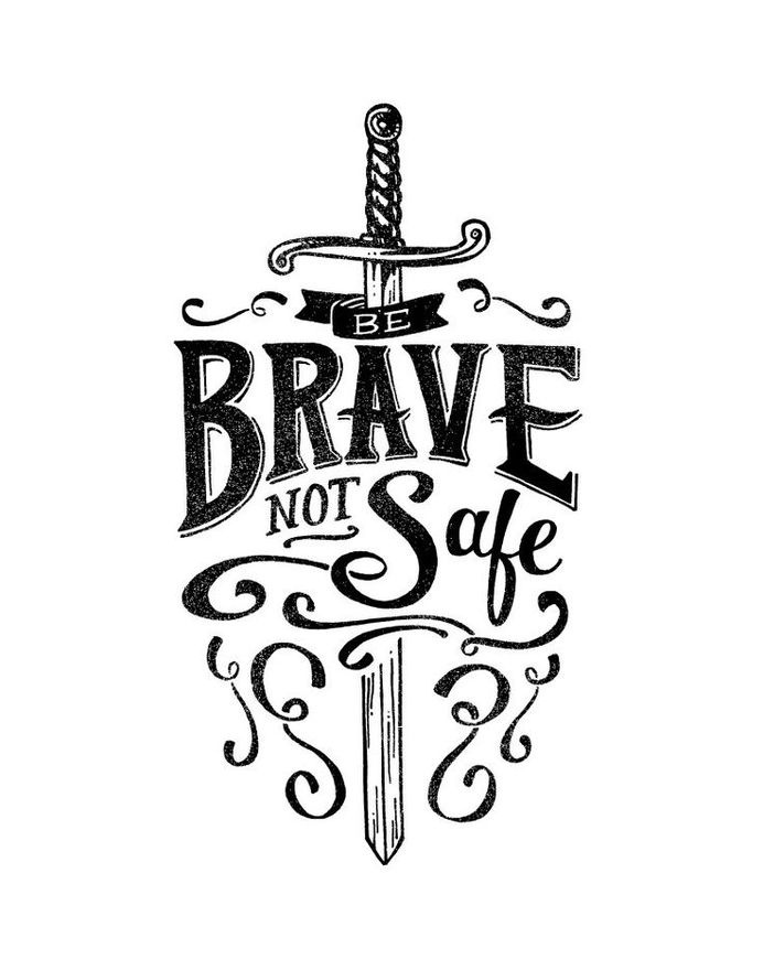 Brave Not Safe Black & White Print by quietboystudio #lettering #script #typography