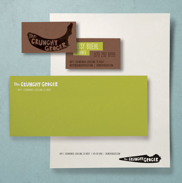 Crunchy Grocer stationery by The Tenfold Collective #logo #identity #branding #stationery