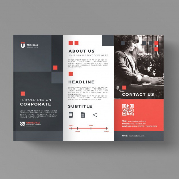 Trifold business brochure template Premium Psd. See more inspiration related to Brochure, Flyer, Business, Cover, Template, Geometric, Leaf, Brochure template, Leaflet, Flyer template, Stationery, Elegant, Corporate, Company, Corporate identity, Booklet, Document, Trifold brochure, Business flyer, Identity, Classic, Business brochure, Page, Trifold, Brochure cover and Fold on Freepik.