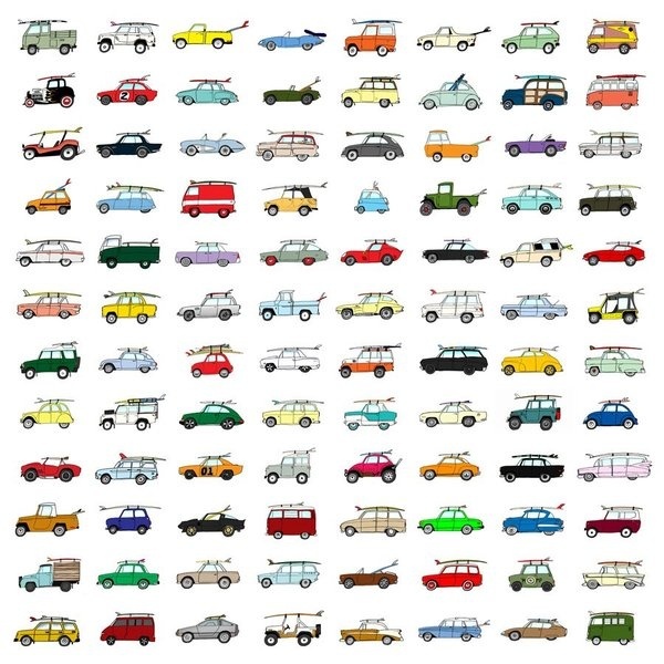 Rad Cars With Rad Surfboards On Them #illustration #cars #surf