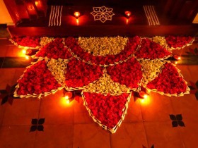 Flower entrance rangoli designs for diwali