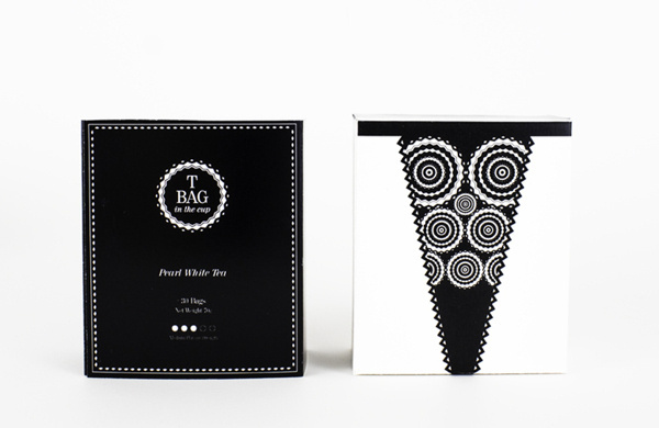 T Bag in the cup http://www.behance.net/gallery/T-Bag-in-the-cup/7224397 #white #packaging #black #tea #bag