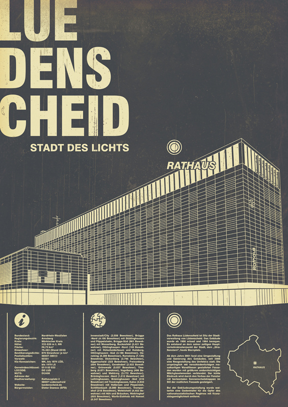 Lüdenscheid – Rathaus (2011) #rathaus #white #collection #print #retro #graphic #black #a87 #info #vintage #poster #and #geography #series #ldenscheid