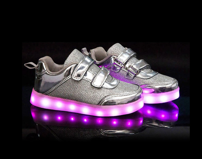 Women Metallic Sirius Velcro LED Luminous Shoes Silver