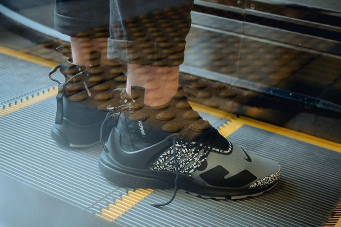 ACRONYM Nike Air Presto Mid On Foot Look Racer Pink Black Photo Blue White Dynamic Yellow Cool Grey