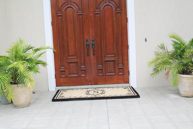 Estate Extra Thick And Durable Anti Shred Monogrammed Double Doormat - Create your own style with this decorative Border Coco Fiber Door Mat. Durable and beautiful, this mat keeps shoes clean to protect your floors from mud, dirt and grime. It is flexible, robust and durable. This mat provides exceptional brushing action on footwear with excellent water absorption. Specification - Monogrammed Double Doormat with (O-Letter). Product Dimensions - *36" x 72" x 1.5"