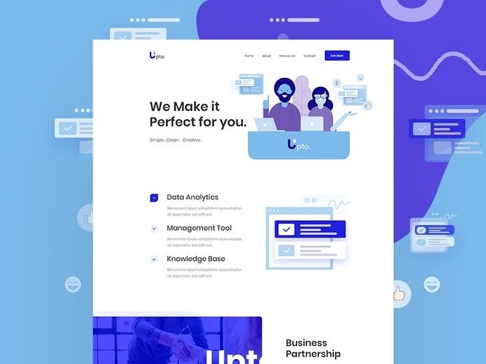 Upto – free landing page template
