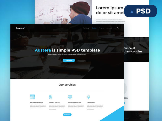 Austera : Free PSD template for Small Business