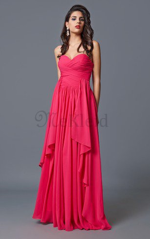 Herz-Ausschnitt A-Line Geschichtes Gerüschtes Chiffon Abendkleid