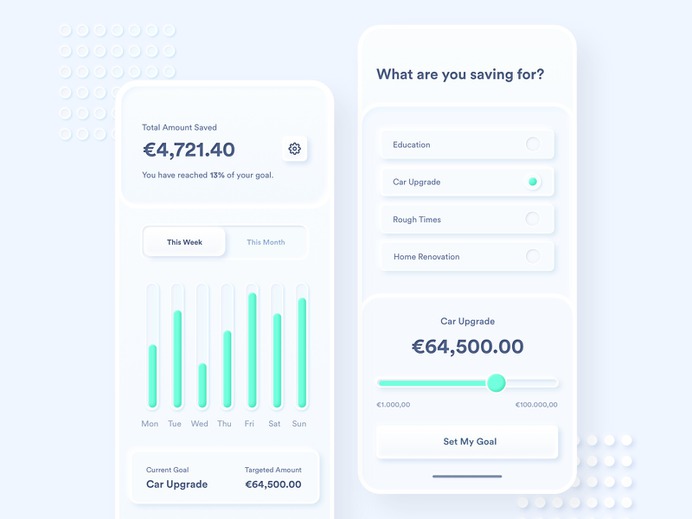 NEUMORPHIC SAVINGS APP CONCEPT BY ALI KEMAL