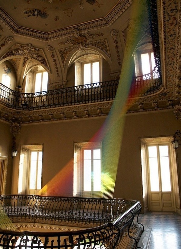 Gabriel Dawe textile art installation in classic old mansion #exhibition #textile #art #installation