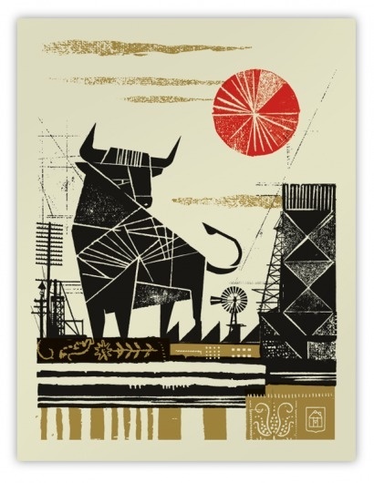 58759.680x1000x0.png (PNG Image, 611x788 pixels) #woodcut #screenprint #illustration #poster #bull