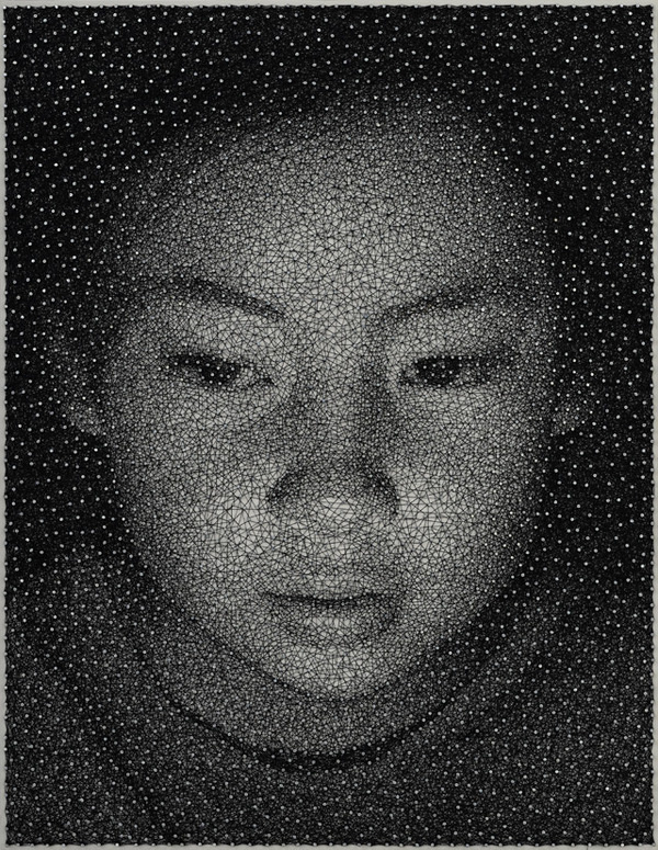 New Portraits by Kumi Yamashita Made with Nails, Thread, and Denim #pins