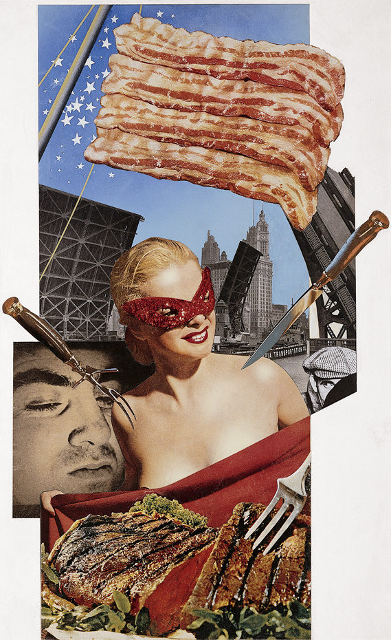 Creative Review - The American Way of Life by Josep Renau #renau #chicago #meat #america #bacon #collage #miss