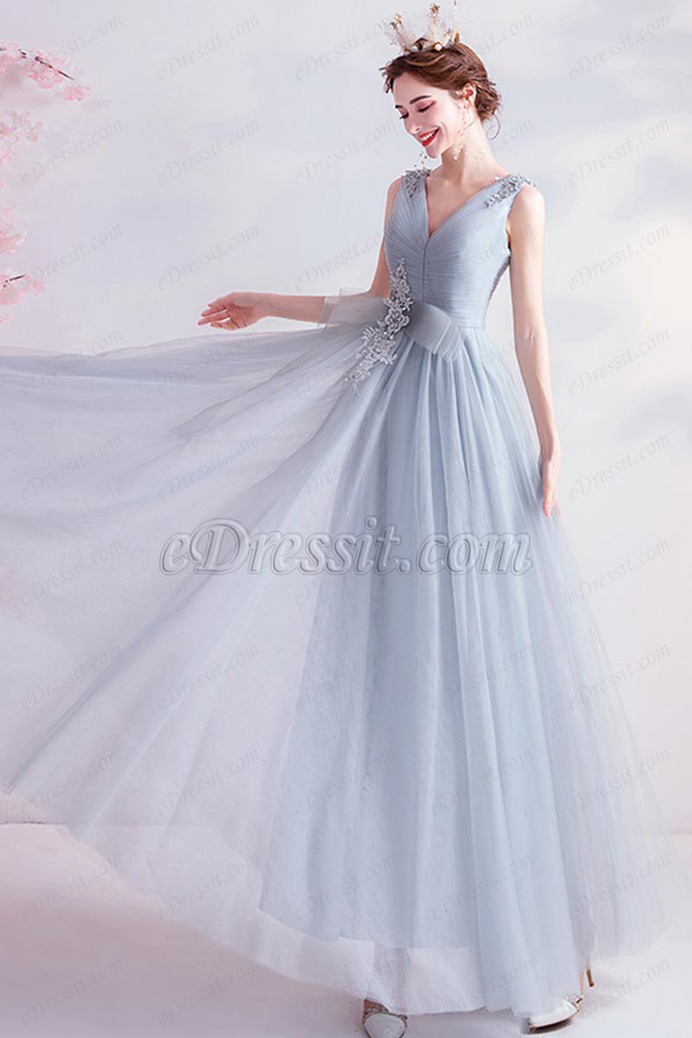eDressit Sexy Grey V Neck Sleeveless Bridesmaid Dress Evening Dress (36226908)