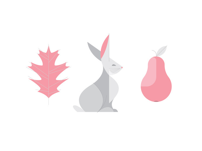 Illustration #pear #leaf #geometric #clean #illustration #rabbit