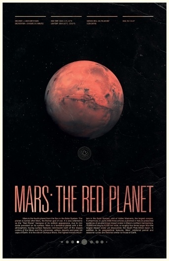 Mars - Under the Milky Way - Ross Berens #space #mars #posters #typogr #planets #typography
