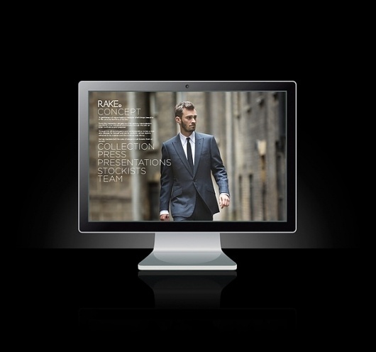 RAKE WEBSITE on the Behance Network #photo #website #type #man #suit #typography