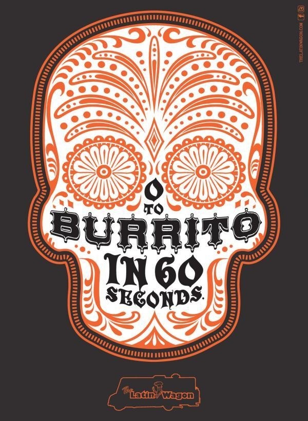 Latin Wagon: Burrito, Latin Wagon, Bohan, Latin Wagon, Print, Outdoor, Ads #typography #skull #poster #simple #mexican