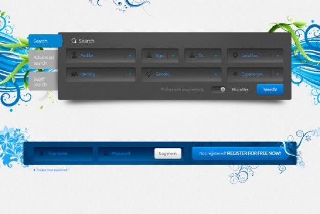 Floral template with login box Free Psd. See more inspiration related to Floral, Flowers, Template, Box, Search, Form, Psd, Login, Register, Beautiful, Search box and Horizontal on Freepik.