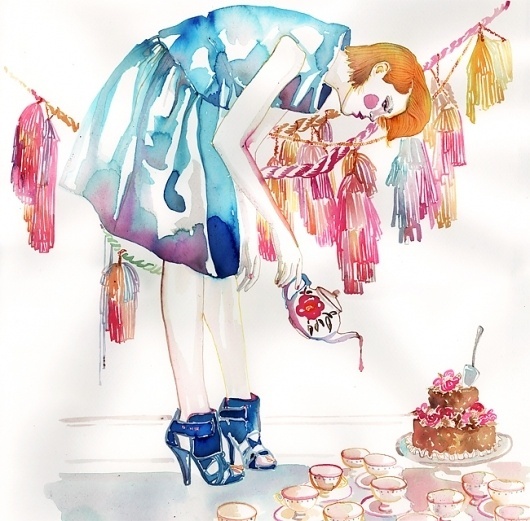 Samantha Hahn: Illustration + Surface Pattern — The portfolio of Samantha Hahn #girl #texture #delicate #tea #watercolor