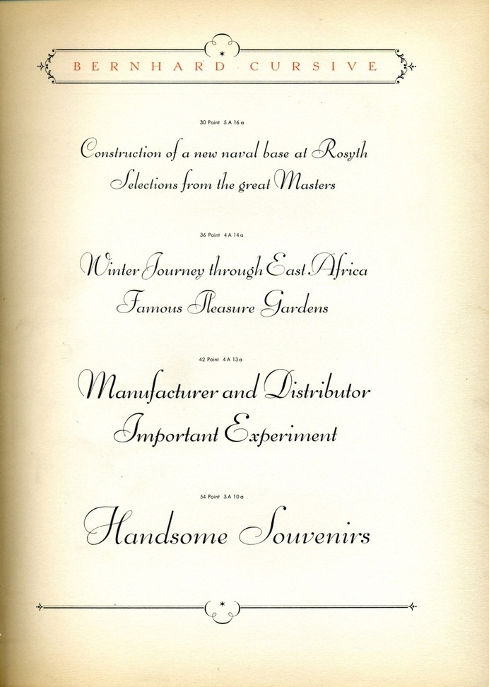 Bernhard Cursive type specimen #type #specimen