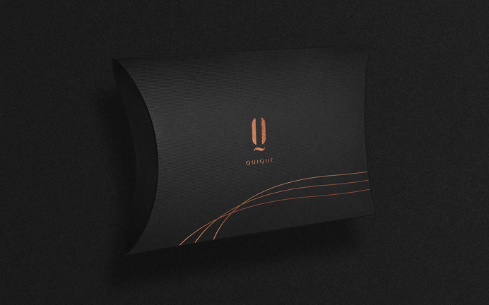 QUIQUE cosmetics copper black dark gold golden logo logotype branding corporate design identity business card print letter letterhead moder