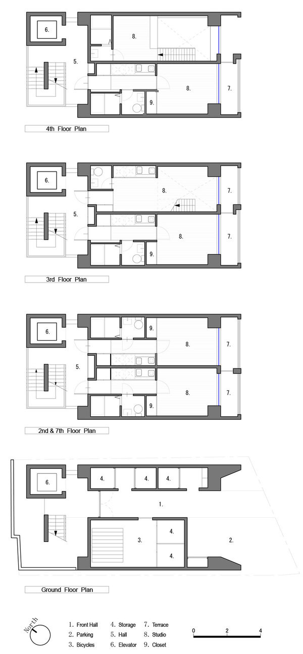 Apartment in Katayama ~ Elevation, Section and Floor Plans – WHAT WE DO IS SECRET #drawings #plans #towers #architecture #japan #housing