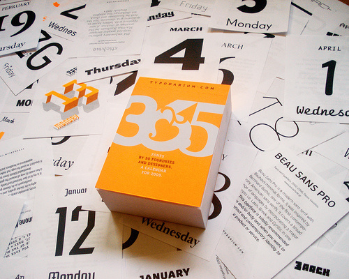upscale typography » Blog Archive » Typodarium 2009 Typographic tear off Calendar #calendar