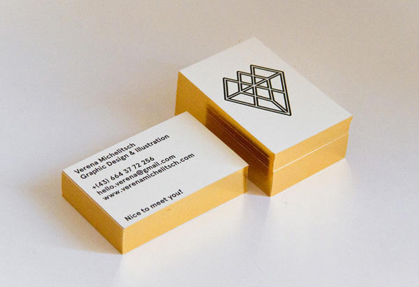 Verena Michelitsch Business Card #edge #business #branding #gilded #card #diamond #letterpress #promo #gold